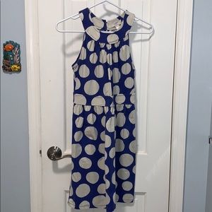 XS loft blue and white polka dot dress